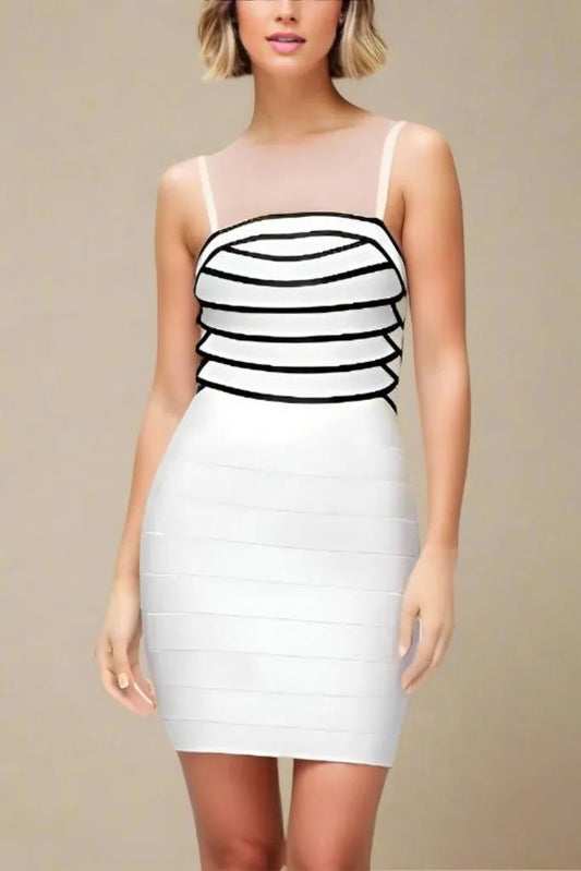 Carter Bandage Mini Dress - White Pearl