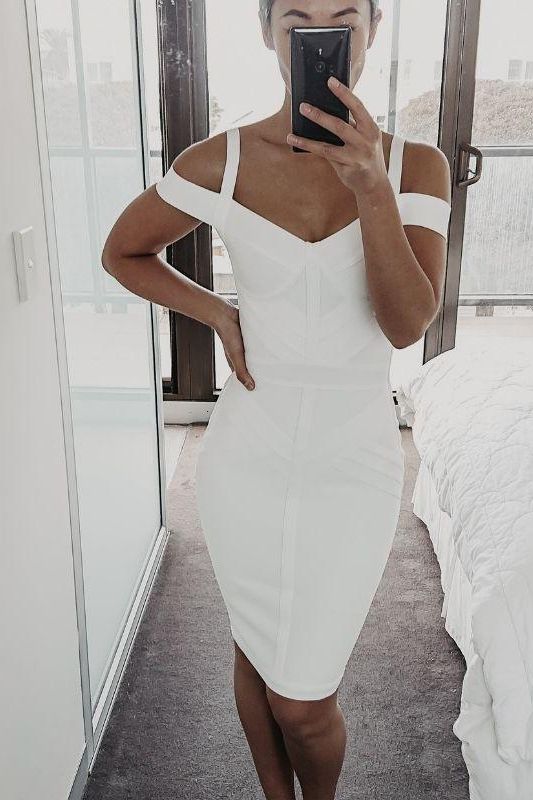 Sophia Bandage Dress - White Pearl